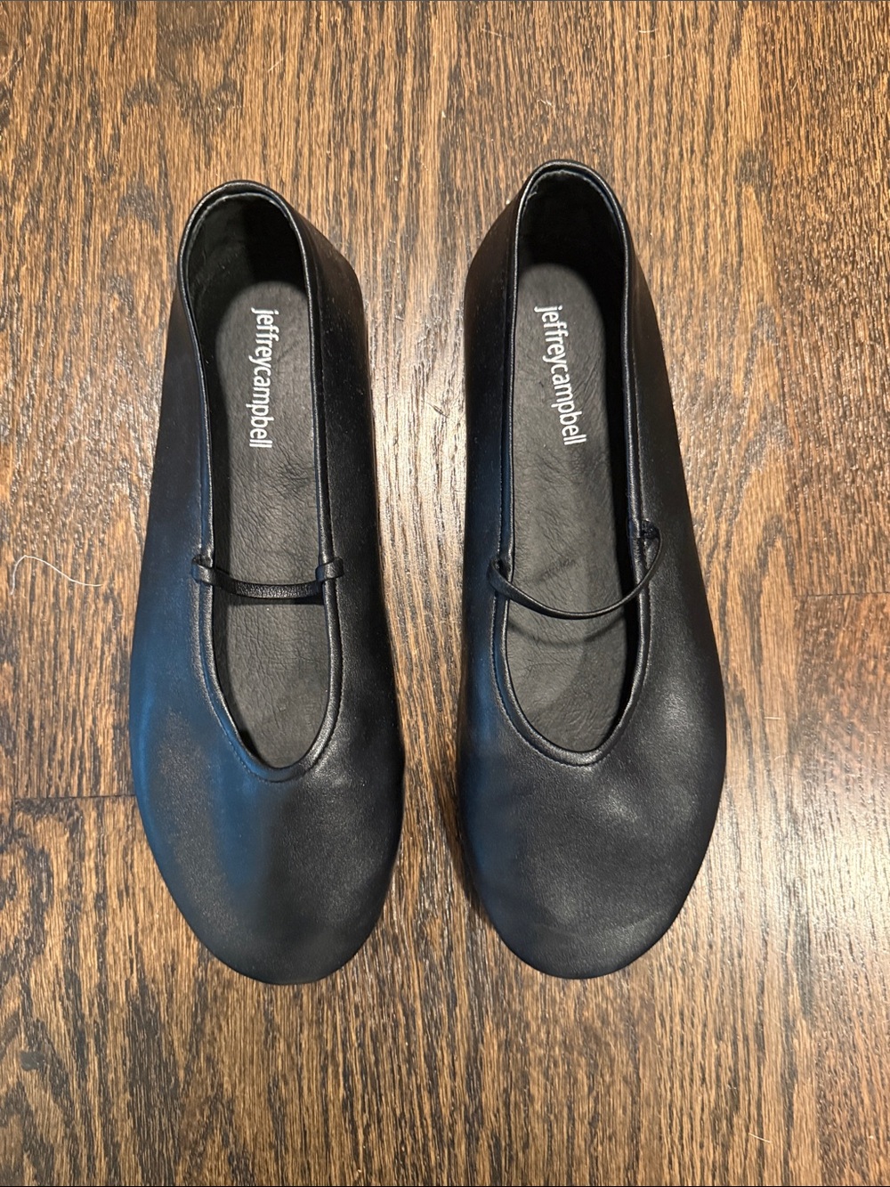 Jeffrey Campbell Black Leather Maryline Ballet Flats